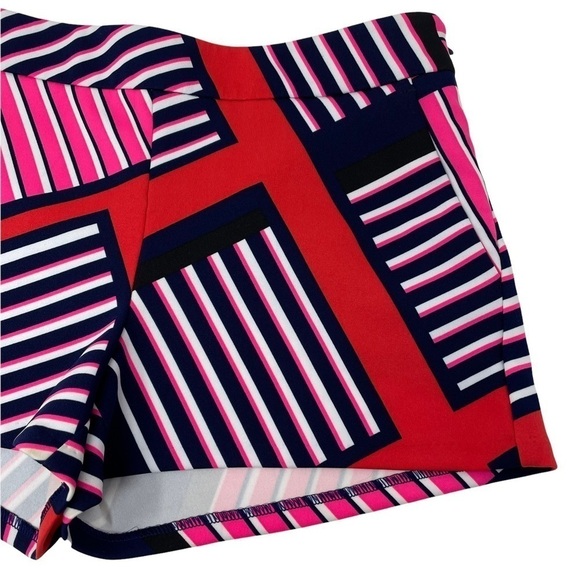 Express Shorts Modern Stretch Navy Blue Black Red Pink White Diagonal Stripes-4 - Picture 7 of 11